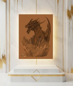 Intricate digital illustration of the Azdaha dragon with serpent-like scales and fiery breath by Artirift.